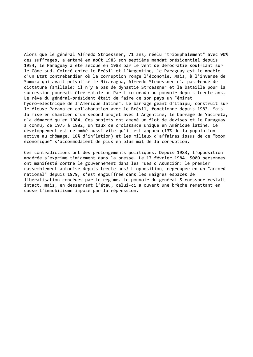 Prévisualisation du document Paraguay (1983-1984)