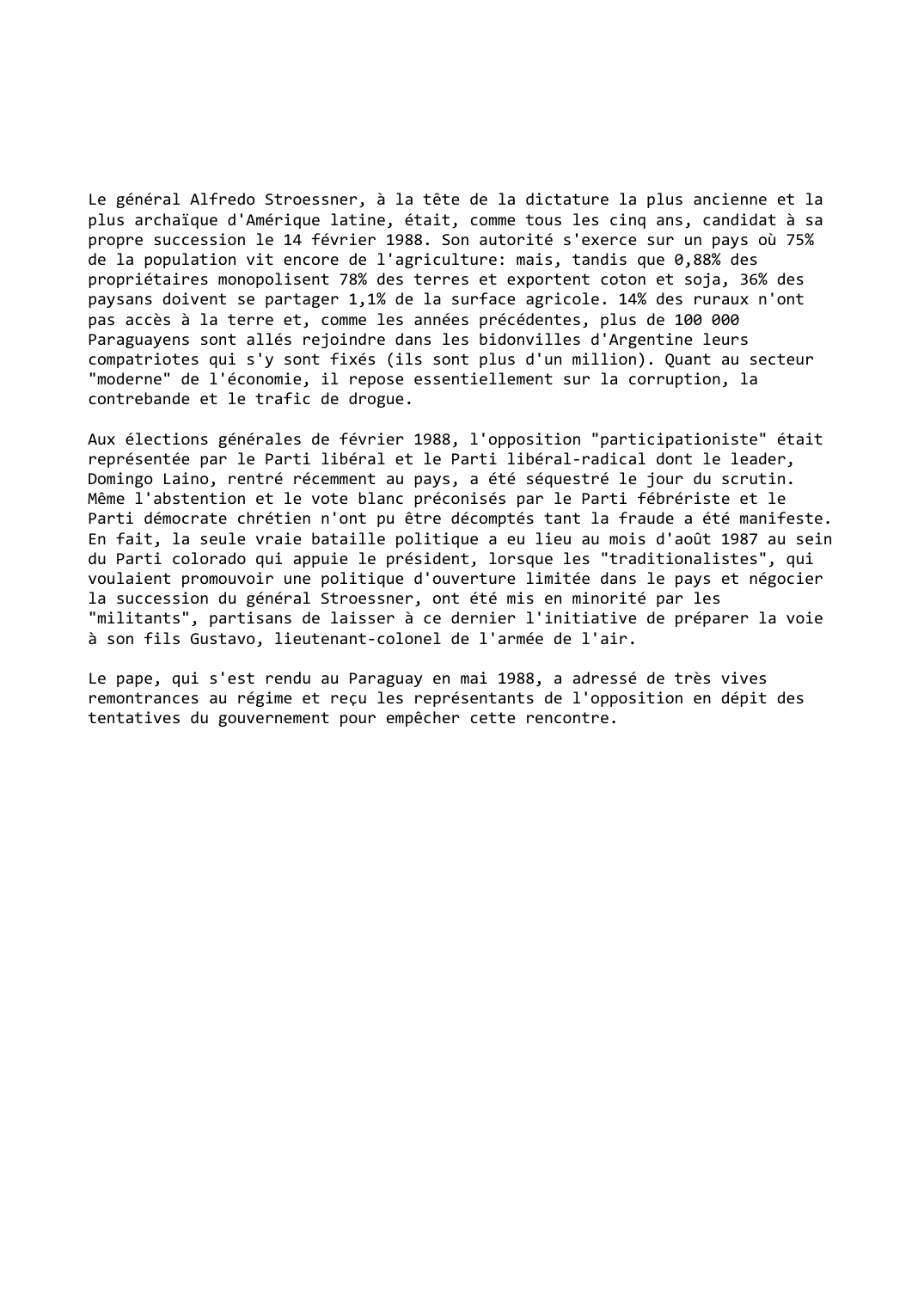 Prévisualisation du document Paraguay (1987-1988)