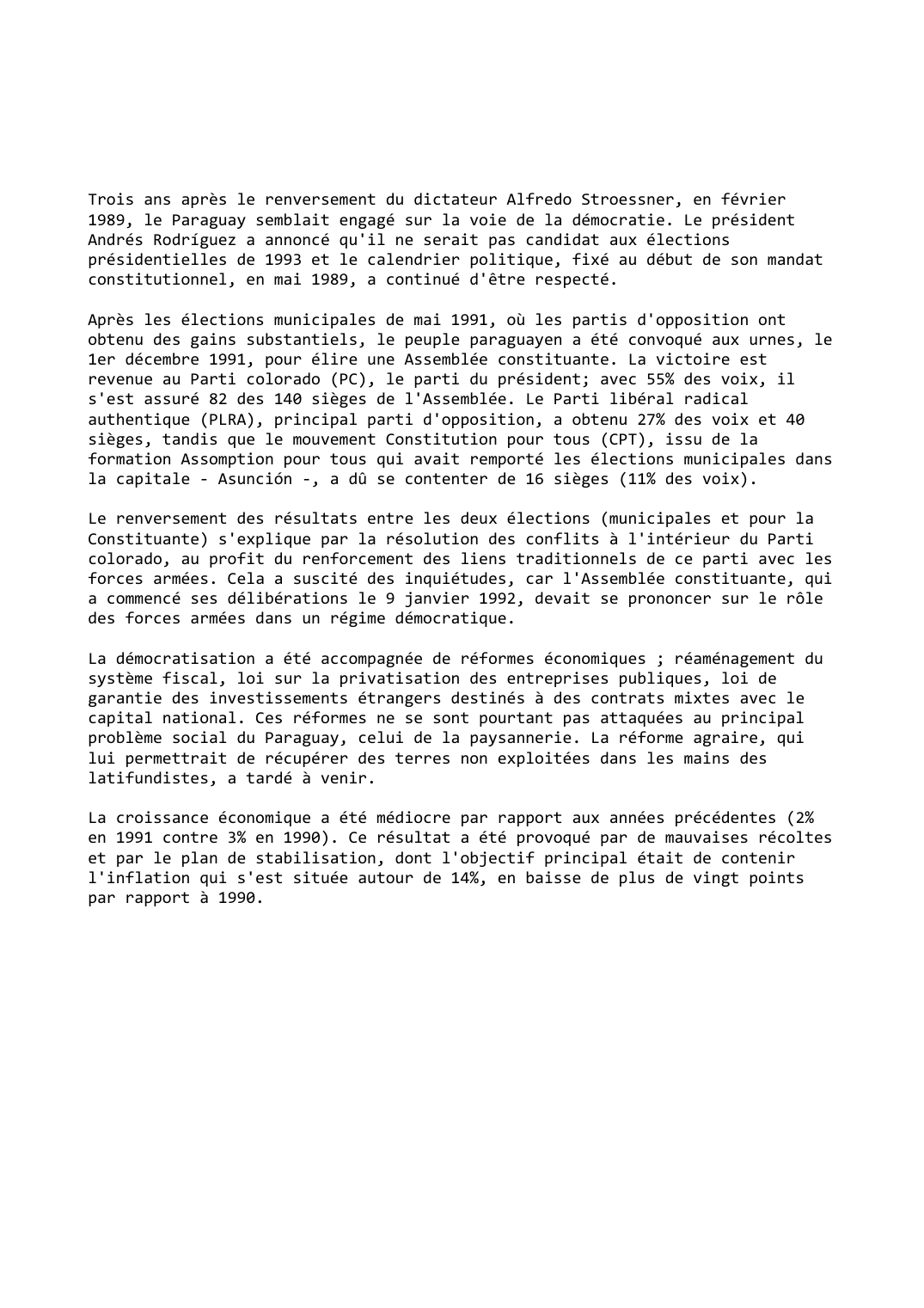 Prévisualisation du document Paraguay (1991-1992)