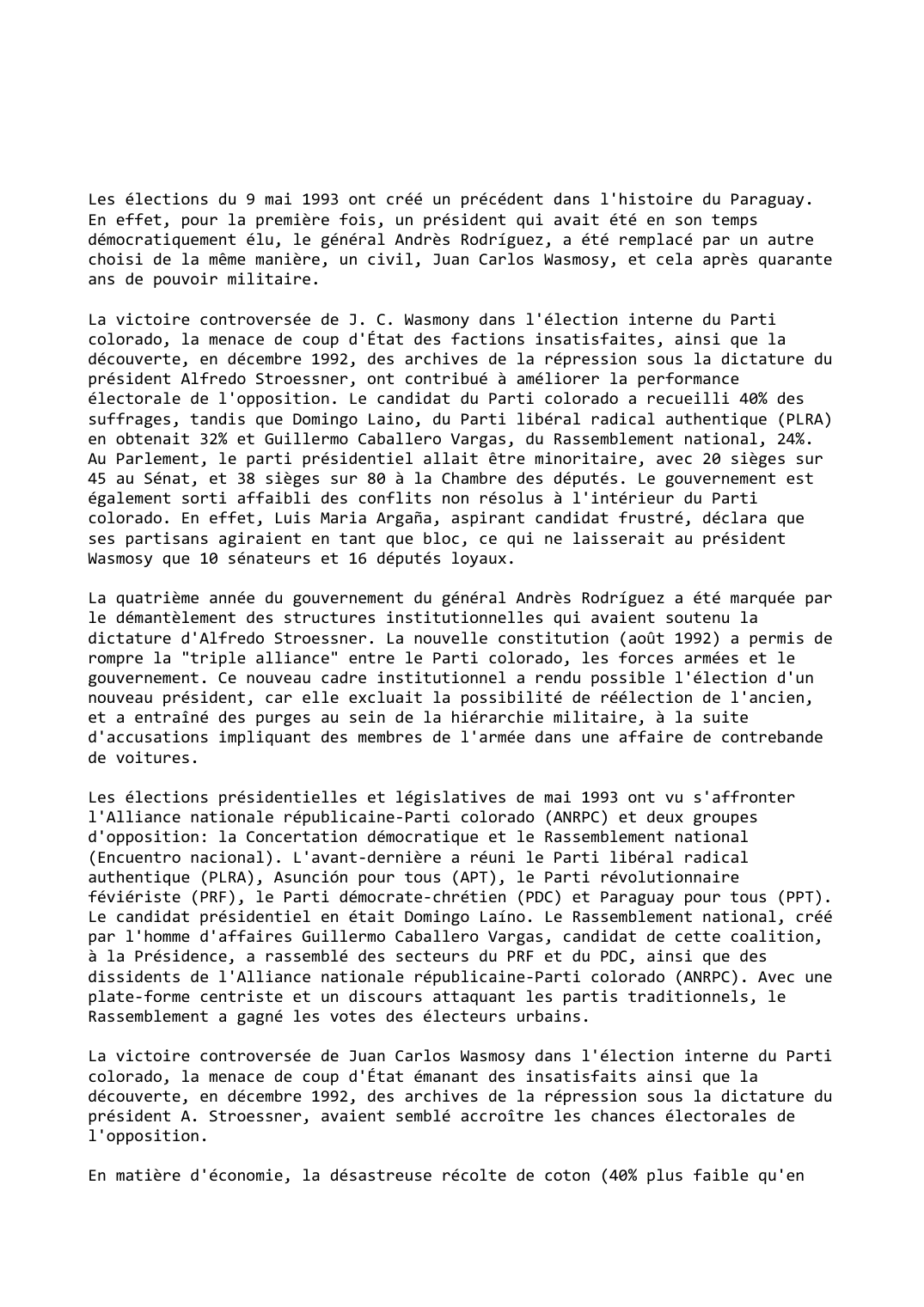 Prévisualisation du document Paraguay (1992-1993)