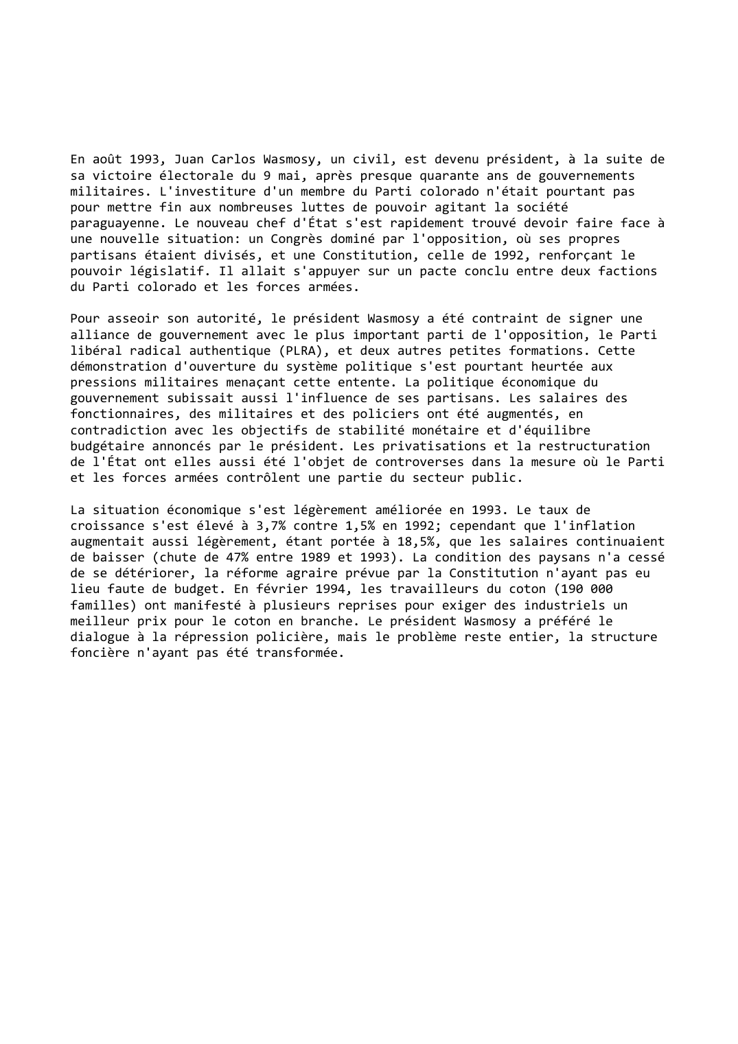 Prévisualisation du document Paraguay (1993-1994)