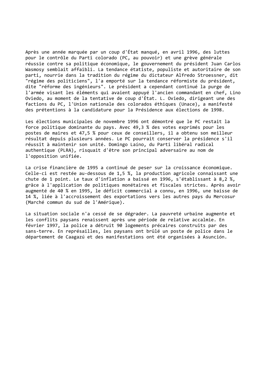 Prévisualisation du document Paraguay (1996-1997)