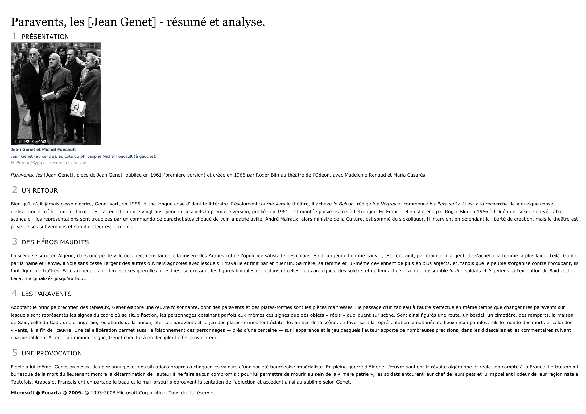Prévisualisation du document Paravents, les [Jean Genet] - résumé et analyse.