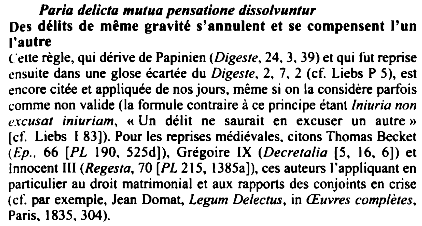 Prévisualisation du document Paria delicta mutua pensatione dissolvuntur