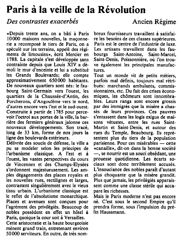 Prévisualisation du document Paris à la veille de la Révolution	:Des contrastes exacerbés.