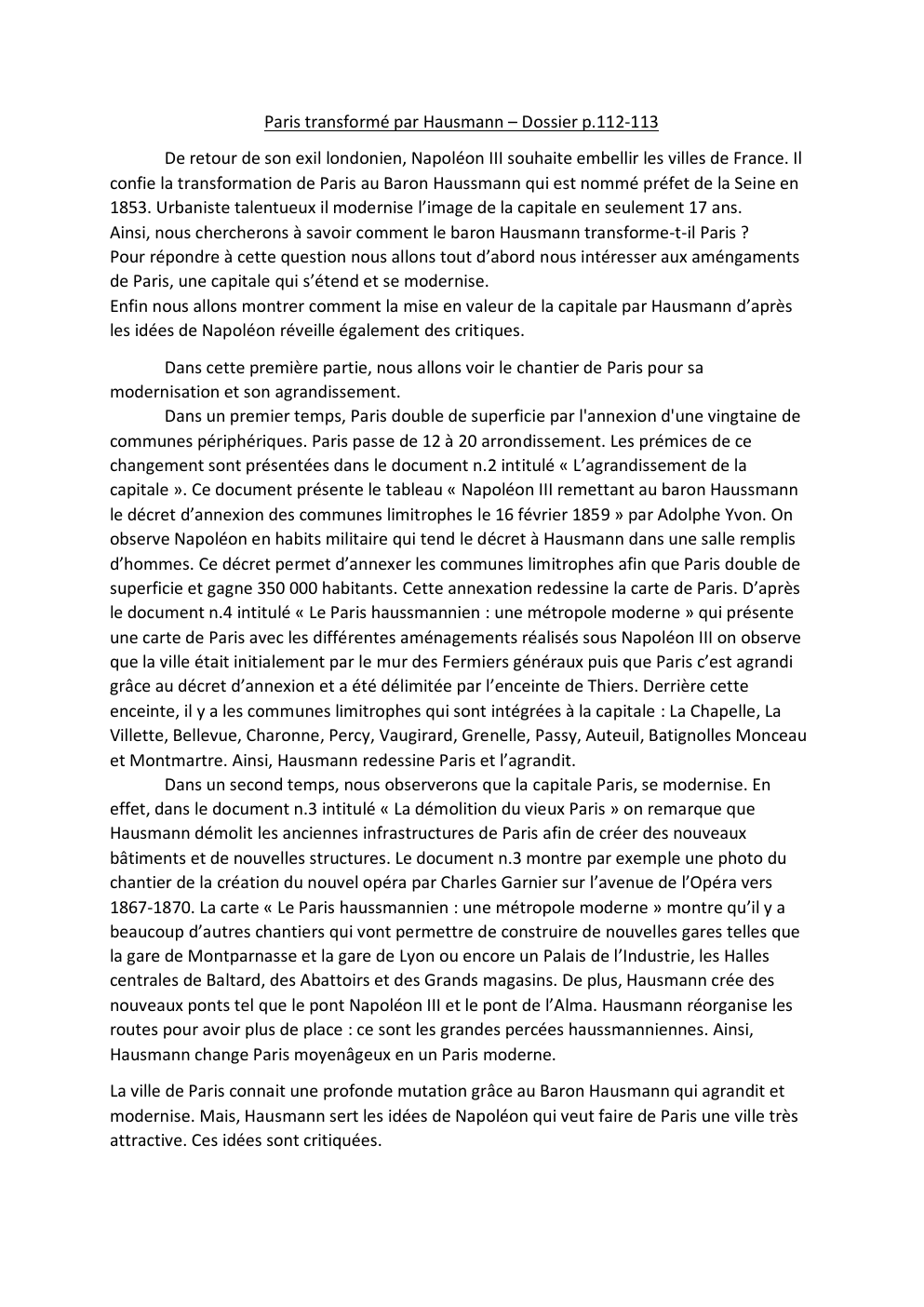 Prévisualisation du document Paris transformé par Hausmann – Dossier p.112-113