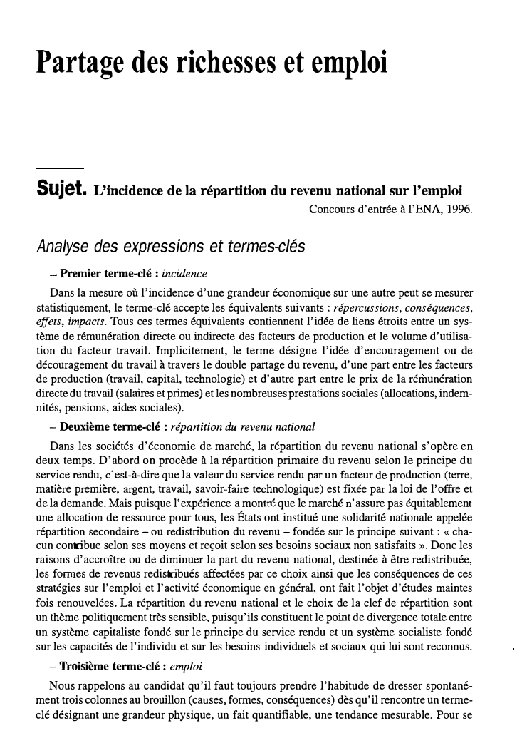 Prévisualisation du document Partage des richesses et emploi

Sujet.

Uincidence de la répartition du revenu national sur l'emploi
Concours d'entrée à l'ENA, 1996....