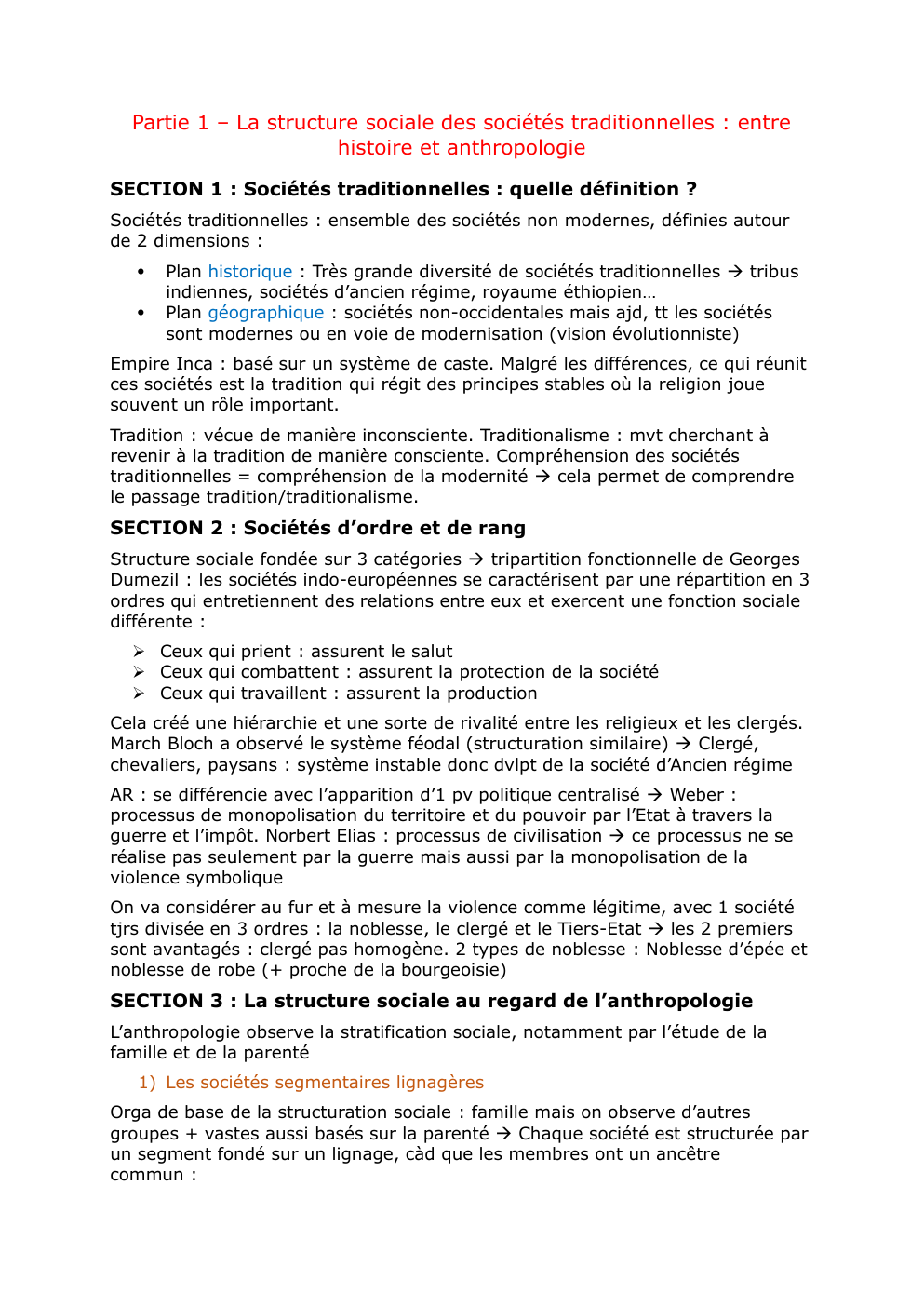 Prévisualisation du document Partie 1 – La structure sociale des sociétés traditionnelles : entre histoire et anthropologie