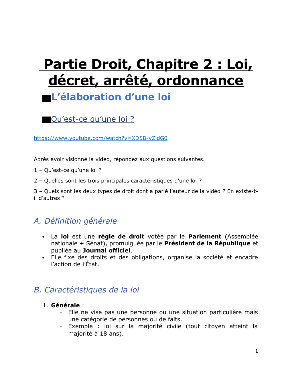 Prévisualisation du document Partie Droit, Chapitre 2 : Loi, décret, arrêté, ordonnance