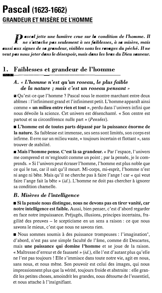 Prévisualisation du document Pascal (1623-1662)

GRANDEUR ET MISÈRE DE L'HOMME

P

ascal jette une lumière ente sur la condition de l'homme . Il...