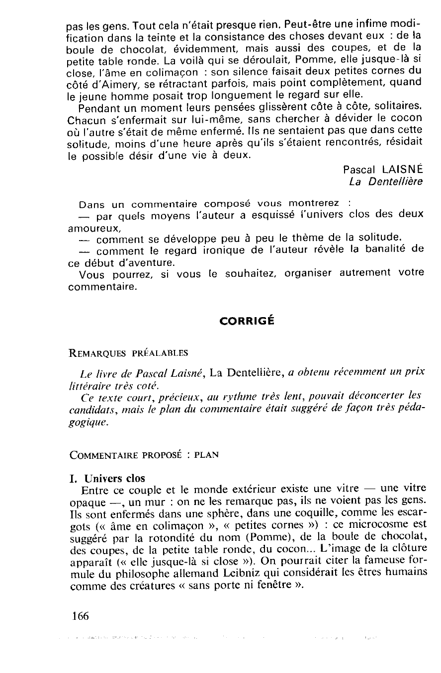 Prévisualisation du document Pascal LAISNÉ La Dentellière (commentaire)