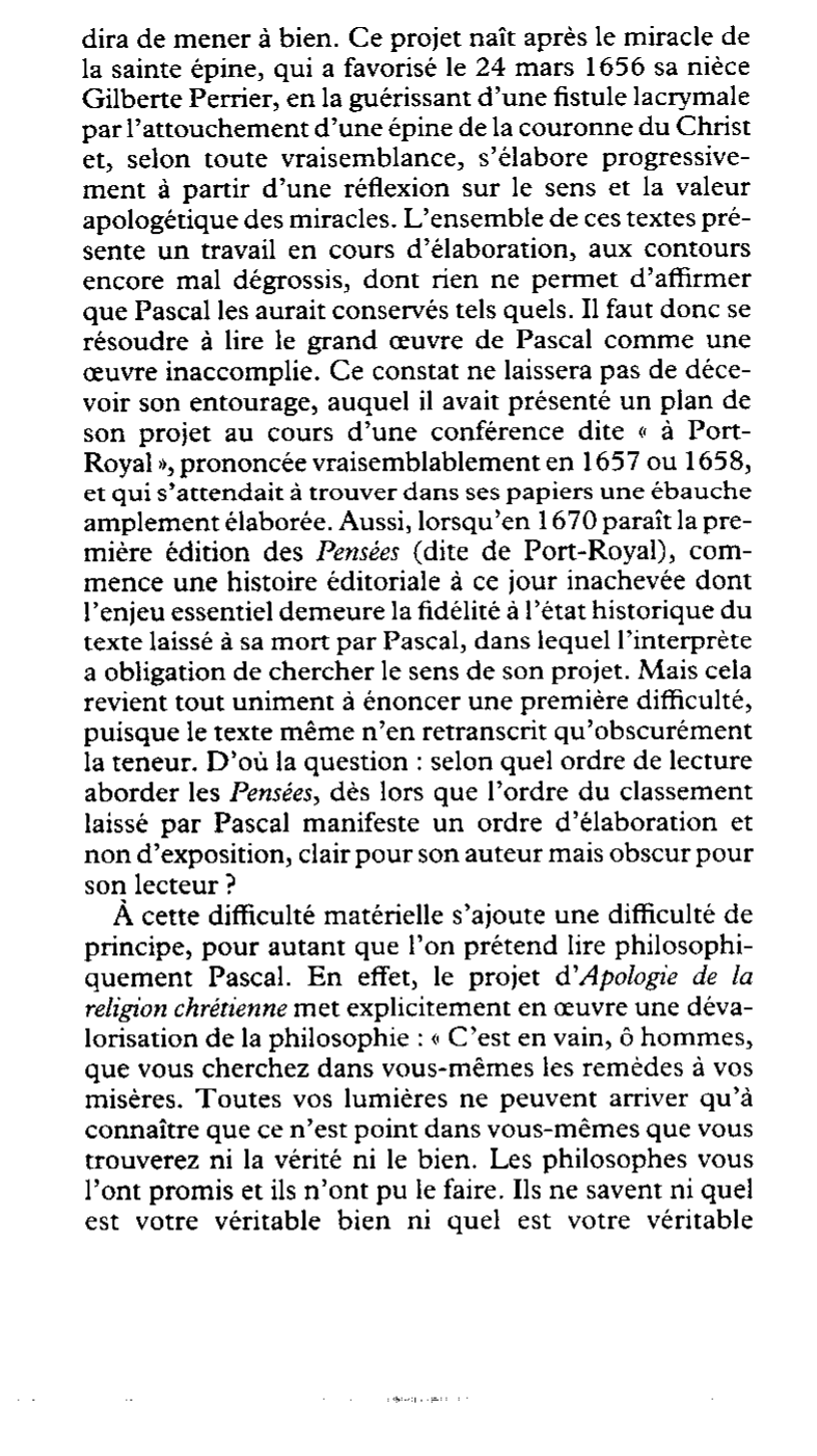 Prévisualisation du document PASCAL L'Entretien de M. Pascal et de M. de Sacy sur la lecture d'Épictète et de Montaigne Pensées