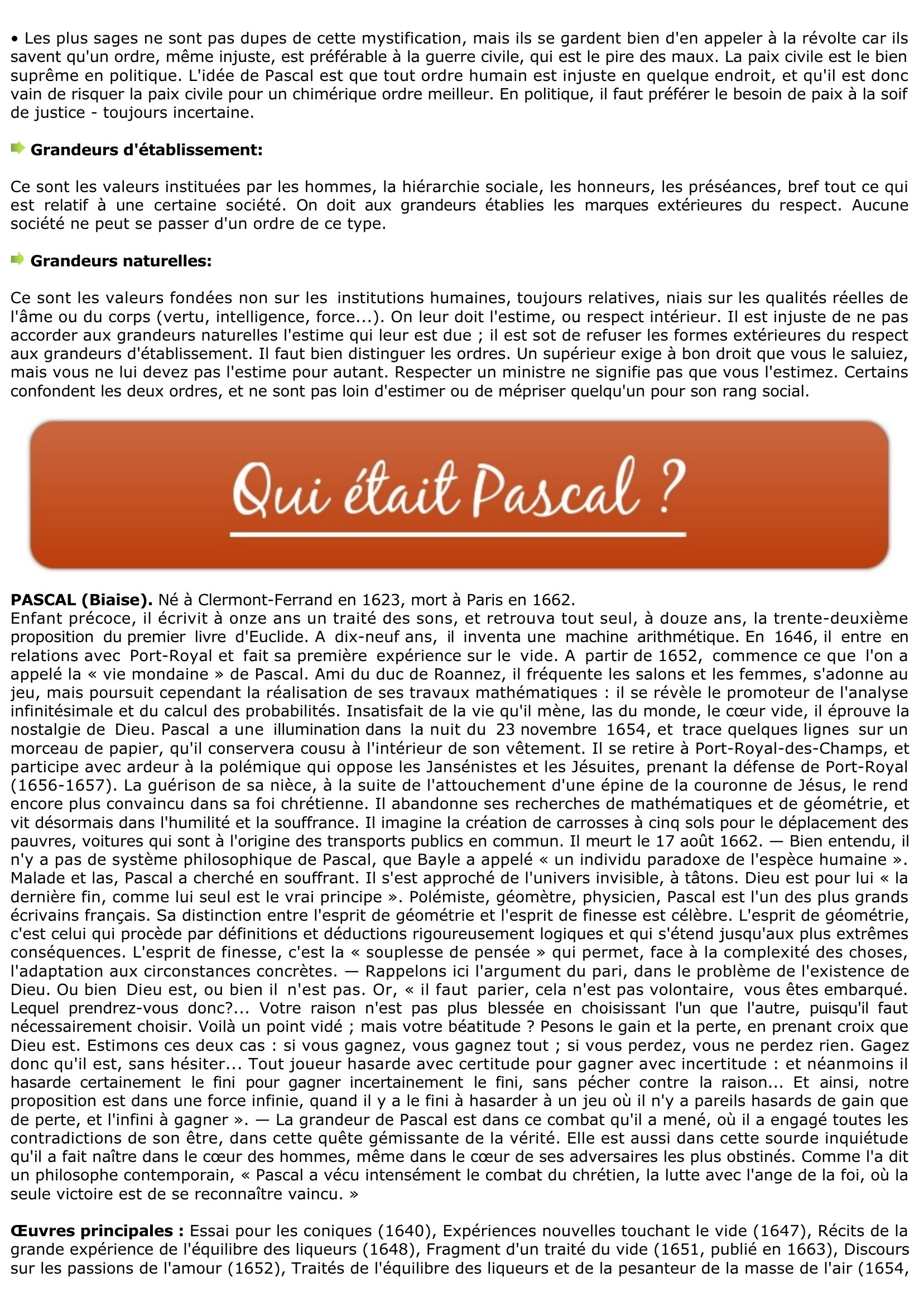 Prévisualisation du document Pascal: Ordre social et justice