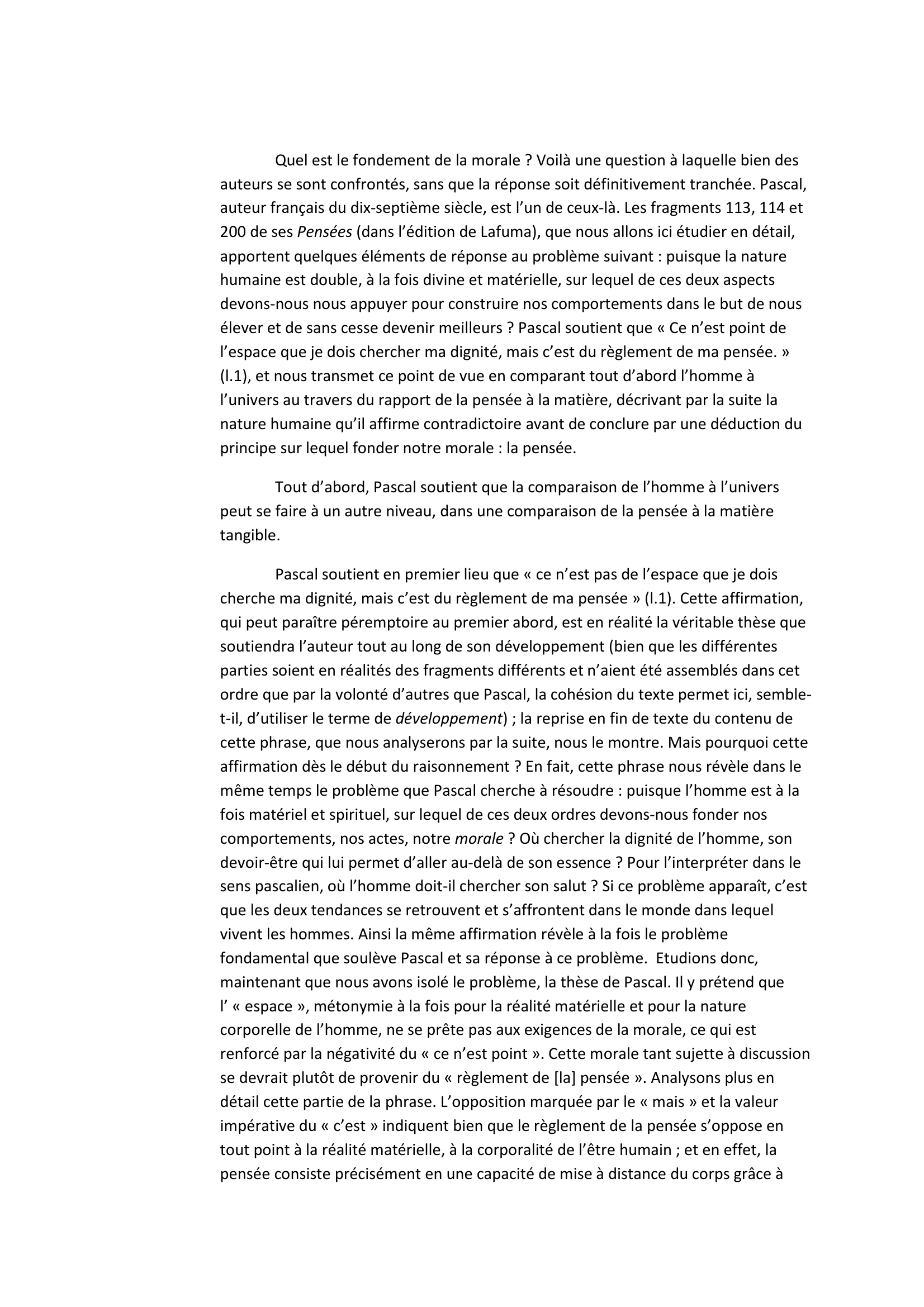 Prévisualisation du document Pascal, Pensées, fragments 113, 114, 200, éd. L.Lafuma, Seuil