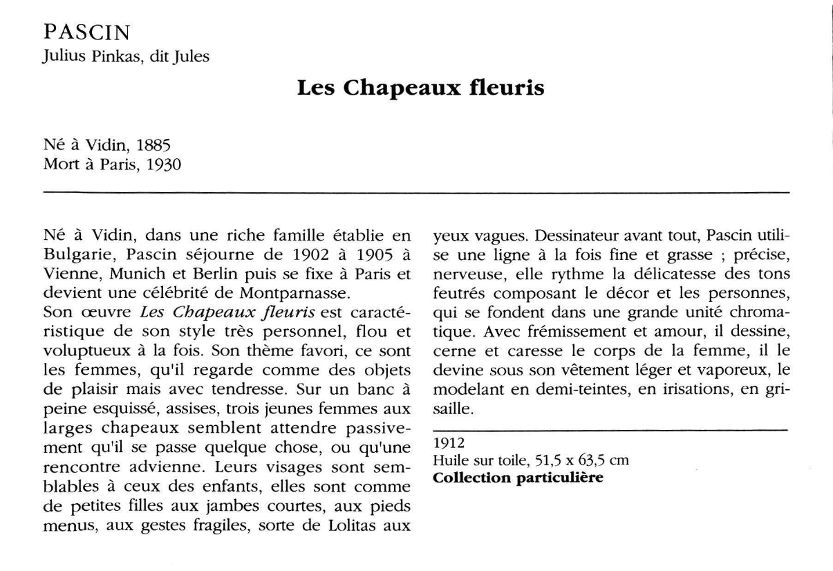 Prévisualisation du document PASCIN Julius Pinkas, dit Jules : Les Chapeaux fleuris