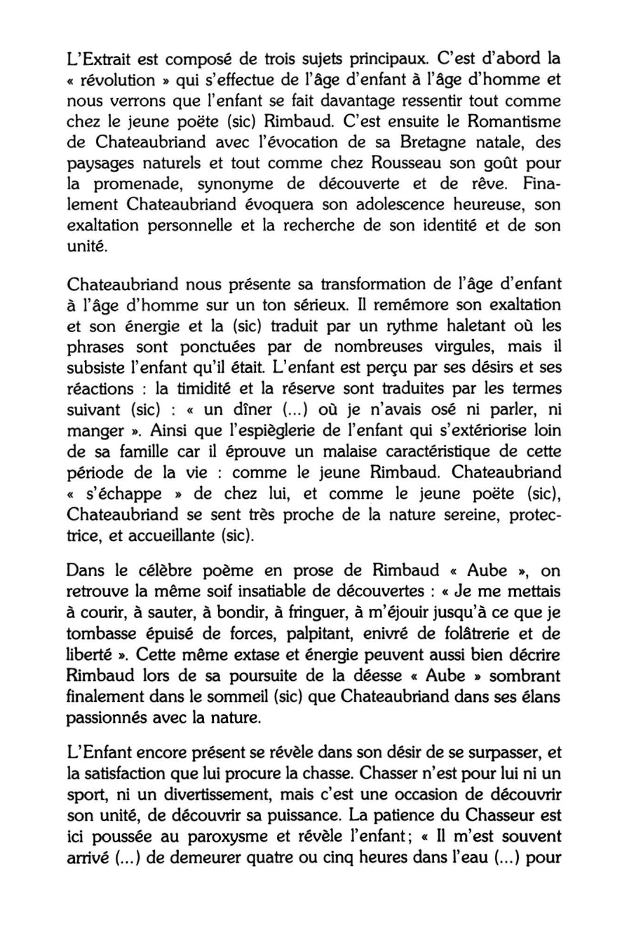 Prévisualisation du document PASSAGE DE L'ENFANT À L'HOMME - CHATEAUBRIAND, Mémoires d'outre-tombe, 1re partie.