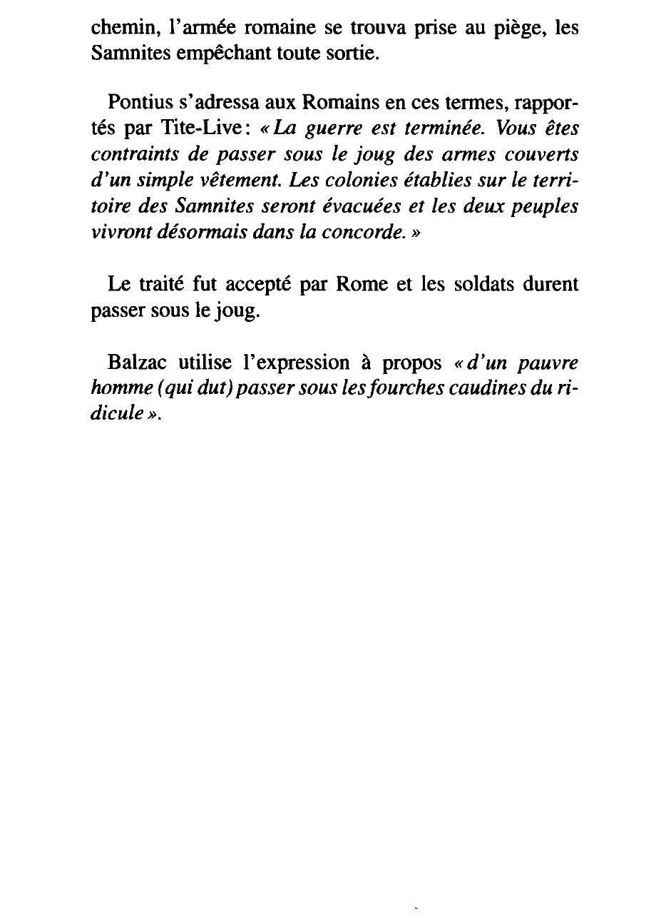 Prévisualisation du document Passer sous les fourches  caudines