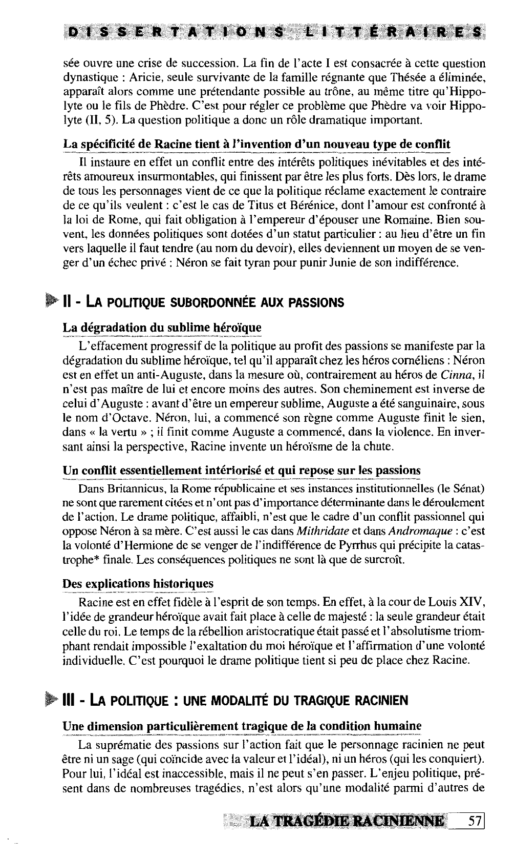 Prévisualisation du document Paul Bénichou écrit, dans Morales du Grand Siècle (Gallimard,1948), que chez Racine « le drame politique, affaibli, (est) devenu un ornement plus ou moins important » de l'action.