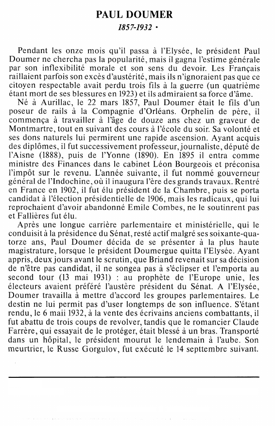 Prévisualisation du document PAUL DOUMER.