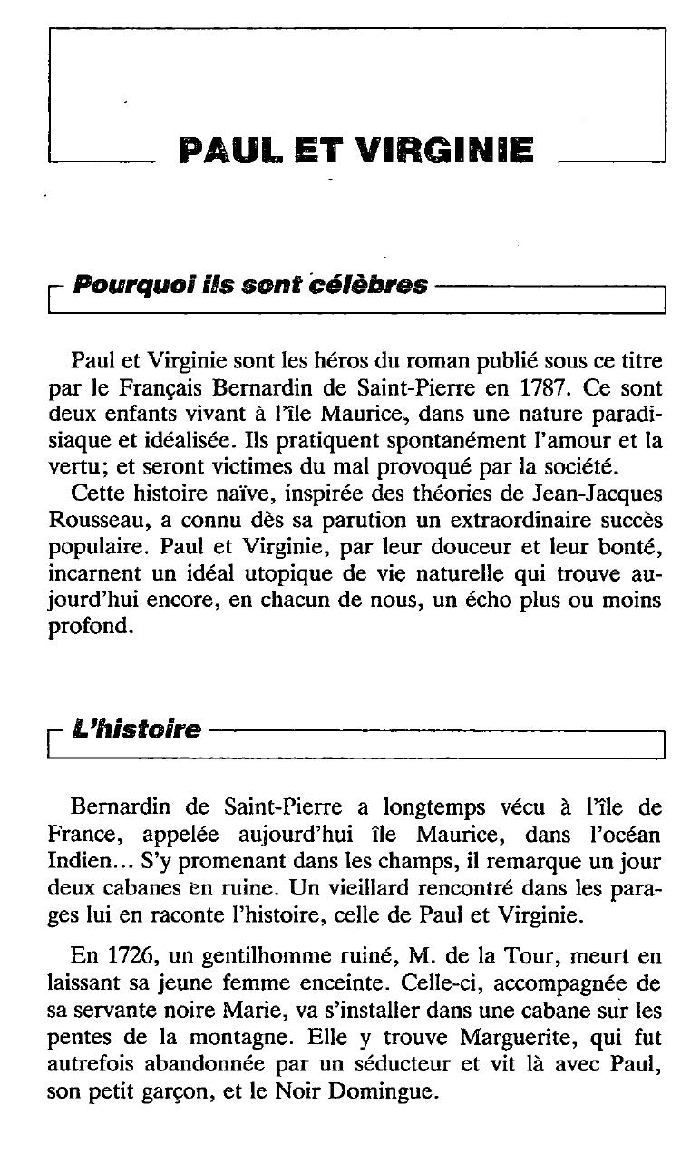 Prévisualisation du document Paul et Virginie [Bernardin de Saint-Pierre] - fiche de lecture.