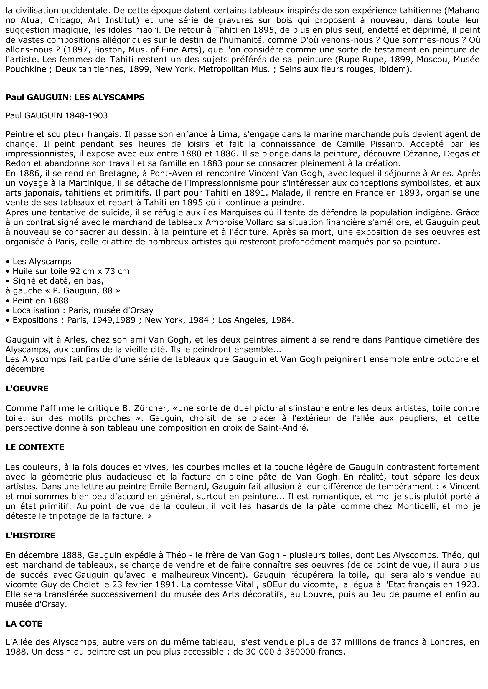 Prévisualisation du document Paul GAUGUIN: LES ALYSCAMPS