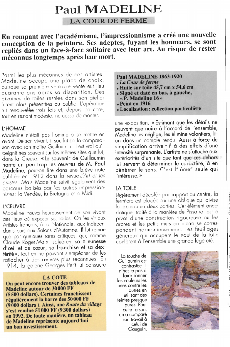 Prévisualisation du document Paul MADELINE:LA COUR DE FERME.