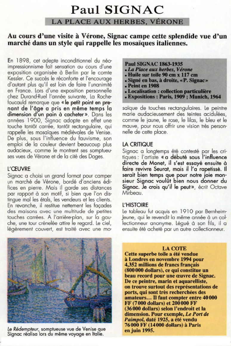 Prévisualisation du document Paul SIGNAC:LA PLACE AUX HERBES, VÉRONE.