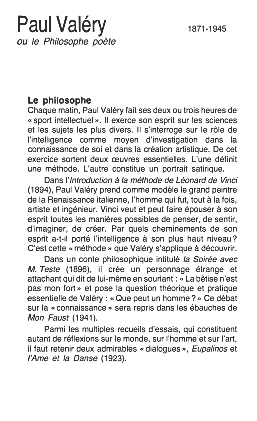Prévisualisation du document Paul Valéry
ou le Philosophe poète