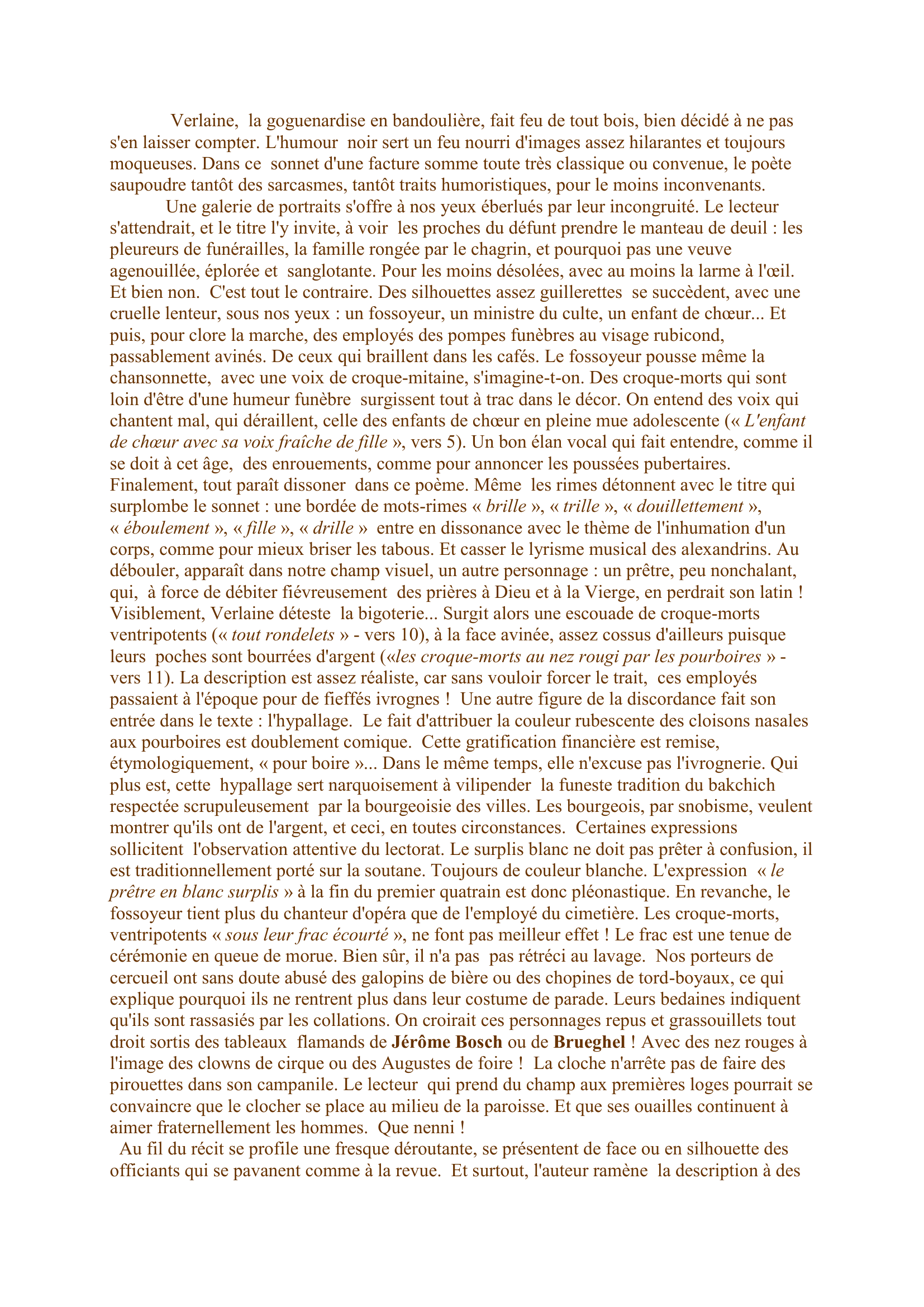 Prévisualisation du document Paul Verlaine, « L'enterrement », Poèmes saturniens