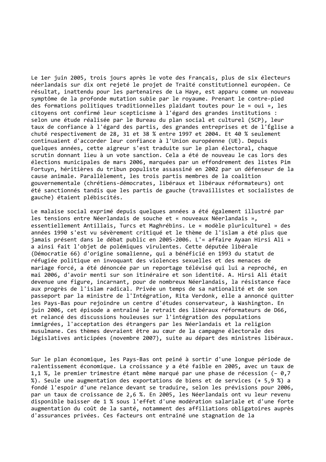 Prévisualisation du document Pays-Bas (2005-2006): « Non » au Traité constitutionnel européen