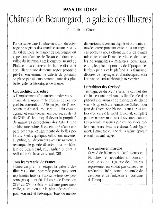 Prévisualisation du document PAYS DE LOIRE				Château de Beauregard, la galerie des Illustres.
