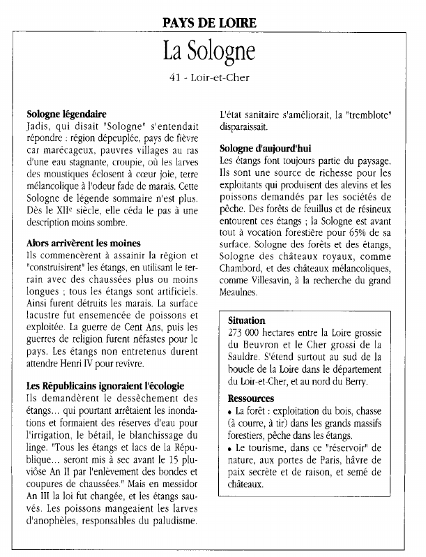 Prévisualisation du document PAYS DE LOIRELa Sologne.