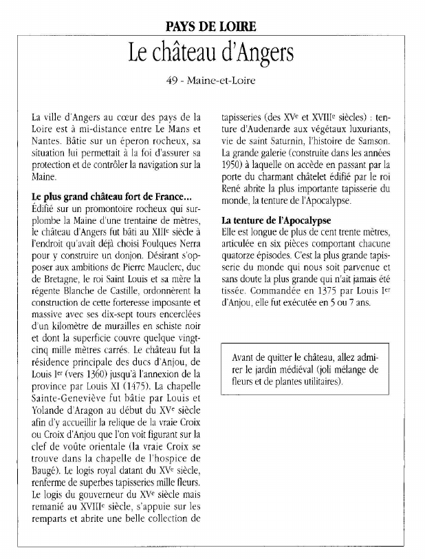 Prévisualisation du document PAYS DE LOIRELe château d'Angers.