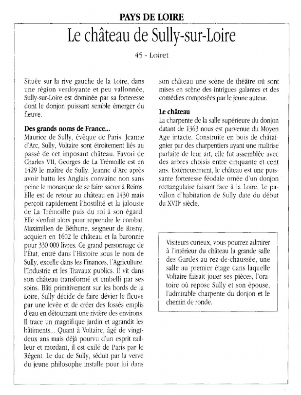 Prévisualisation du document PAYS DE LOIRELe château de Sully-sur-Loire.