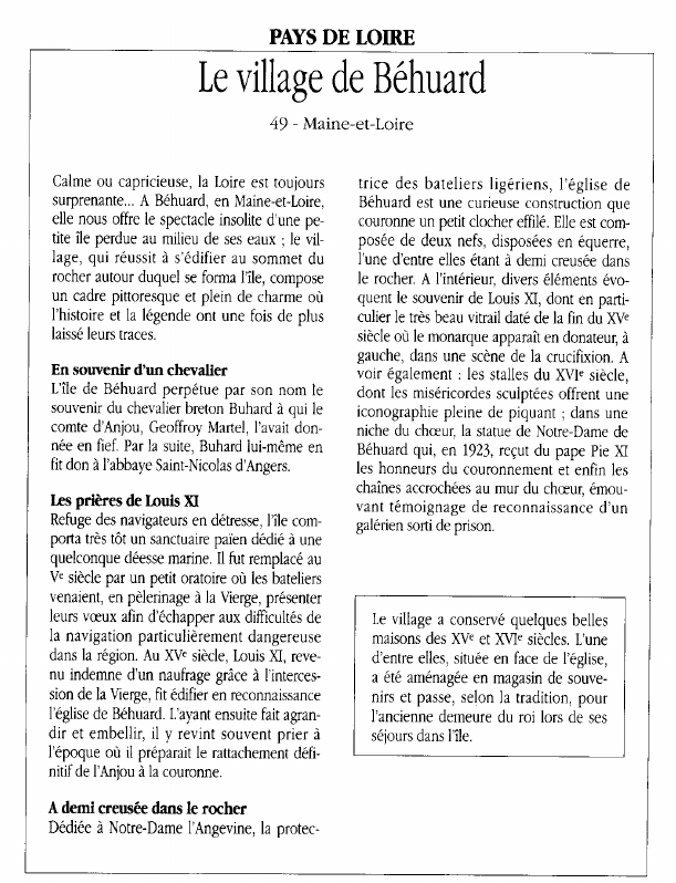 Prévisualisation du document PAYS DE LOIRELe village de Béhuard.