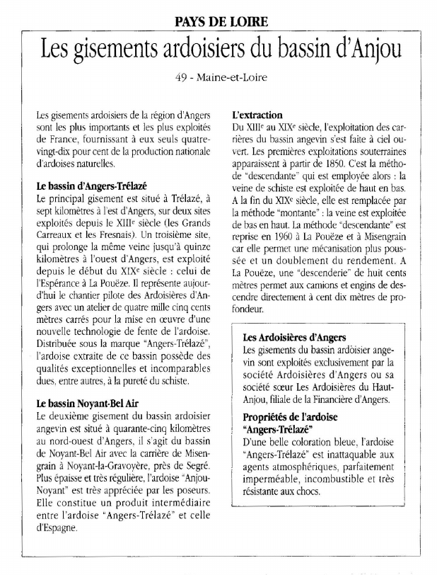 Prévisualisation du document PAYS DE LOIRELes gisements ardoisiers du bassin d'Anjou.