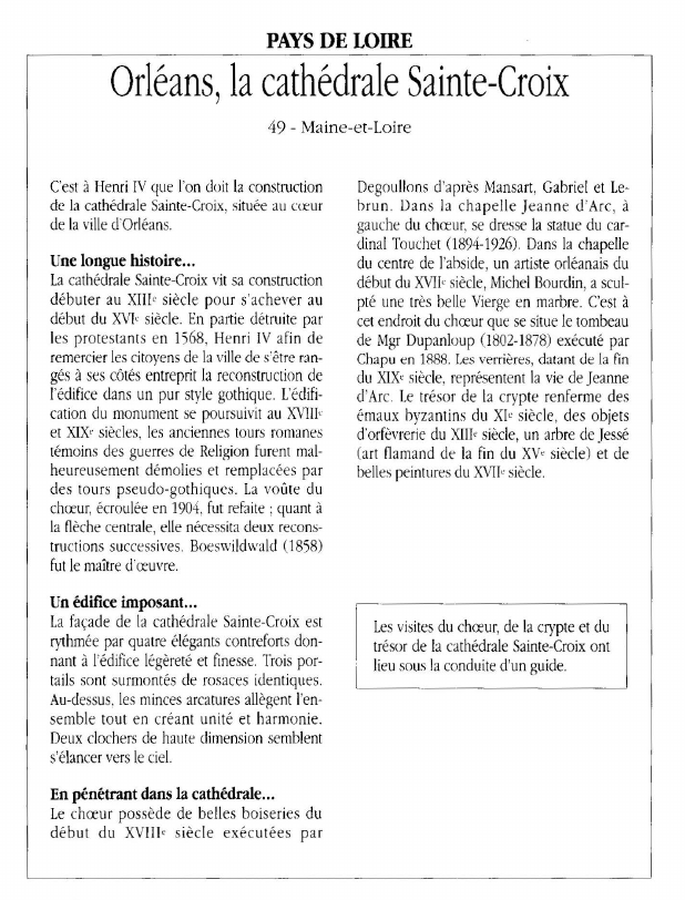 Prévisualisation du document PAYS DE LOIREOrléans, la cathédrale Sainte-Croix.