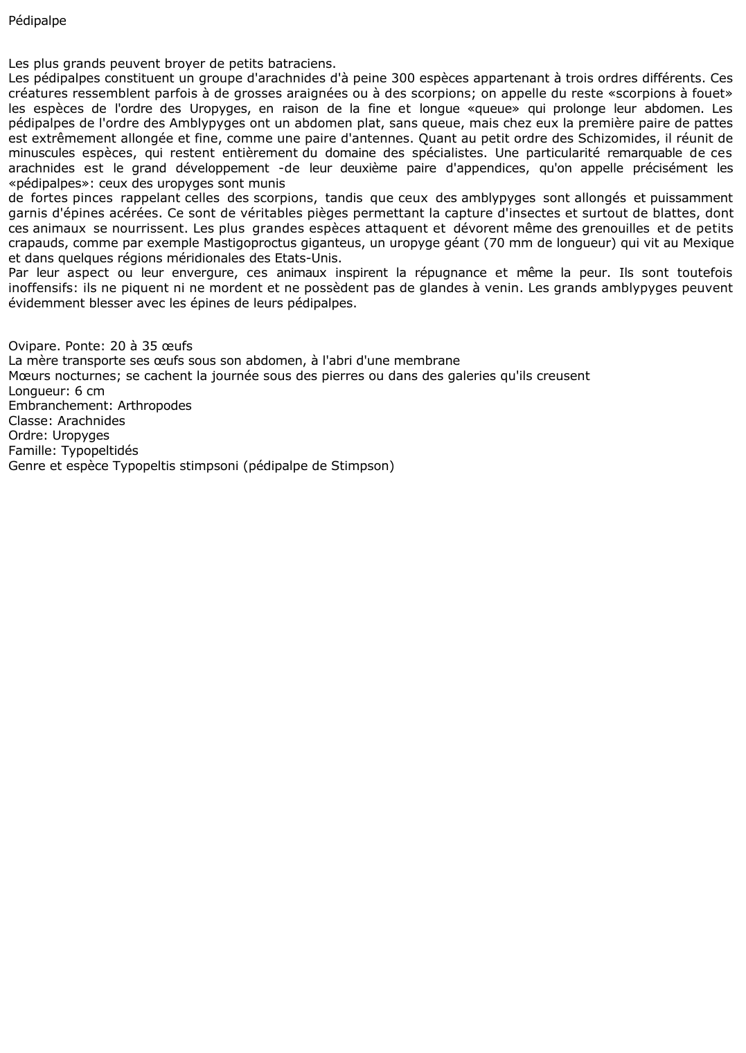 Prévisualisation du document Pédipalpe