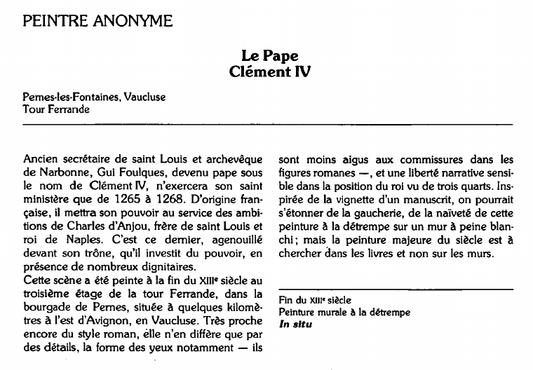Prévisualisation du document PEINTRE ANONYME:Le PapeClément IV (analyse).