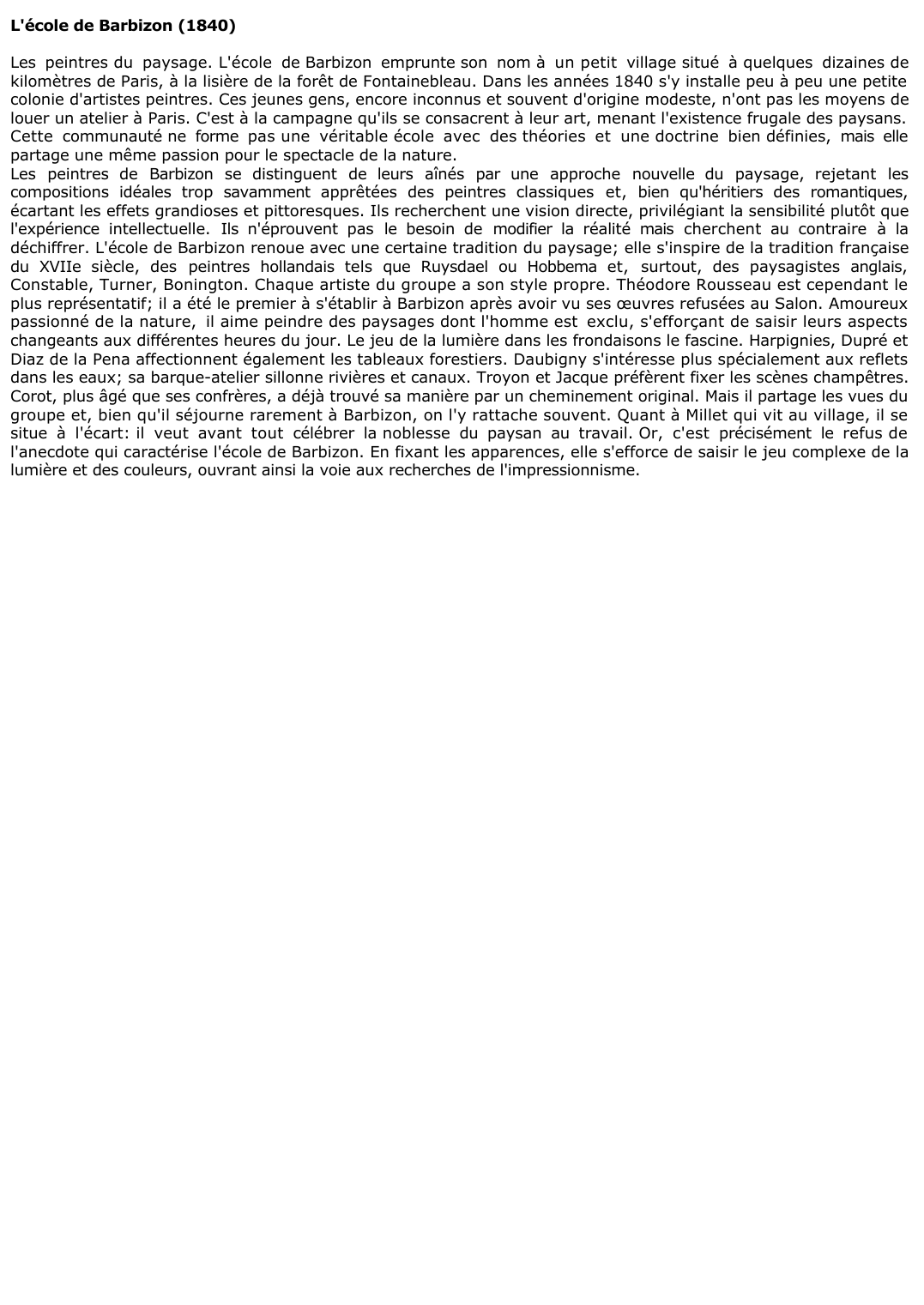 Prévisualisation du document 	PEINTURE: L'école de Barbizon (1840)