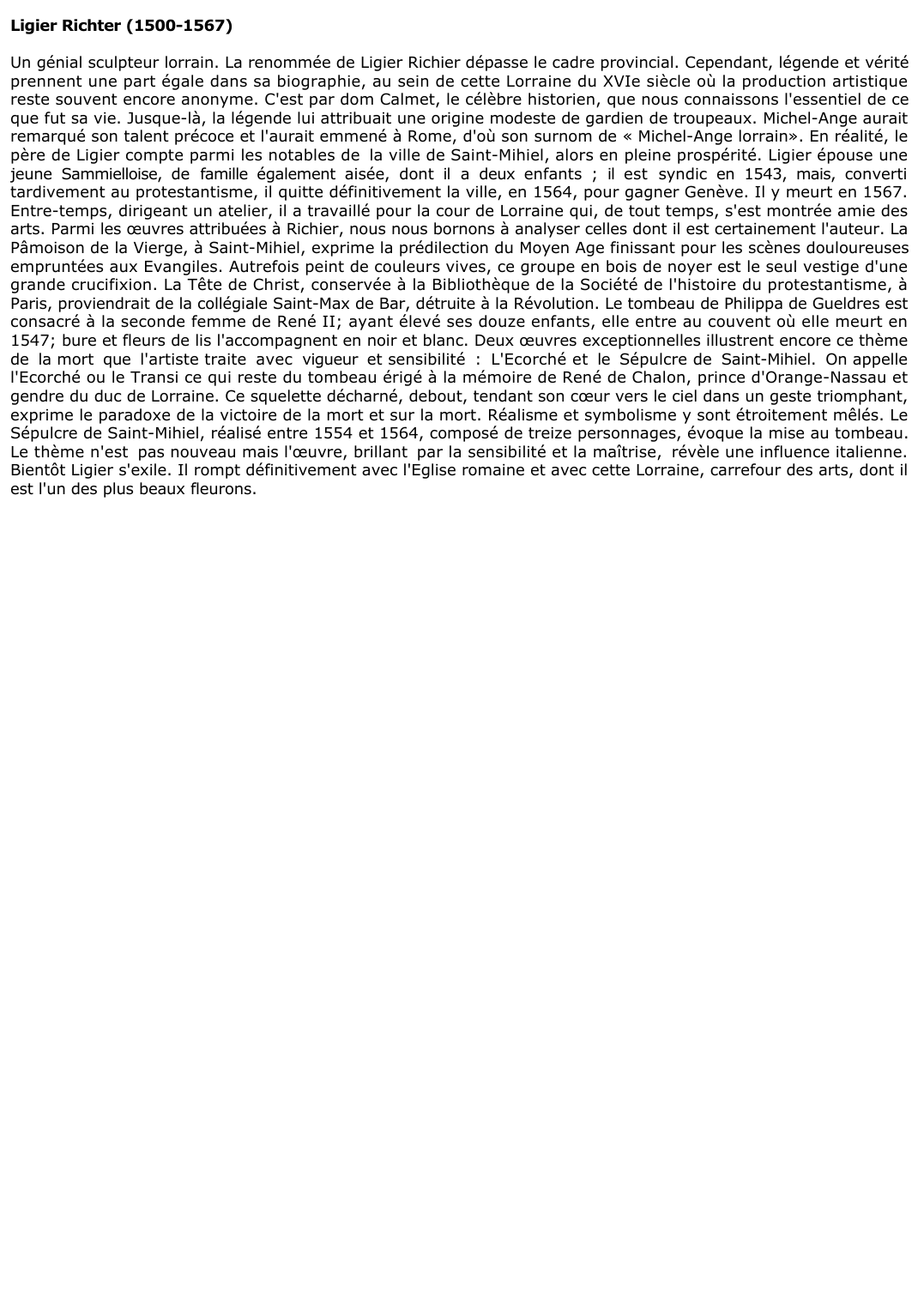 Prévisualisation du document 	PEINTURE: Ligier Richter (1500-1567)
