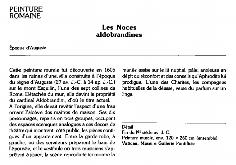 Prévisualisation du document PEINTURE ROMAINE:Les Nocesaldobrandines.