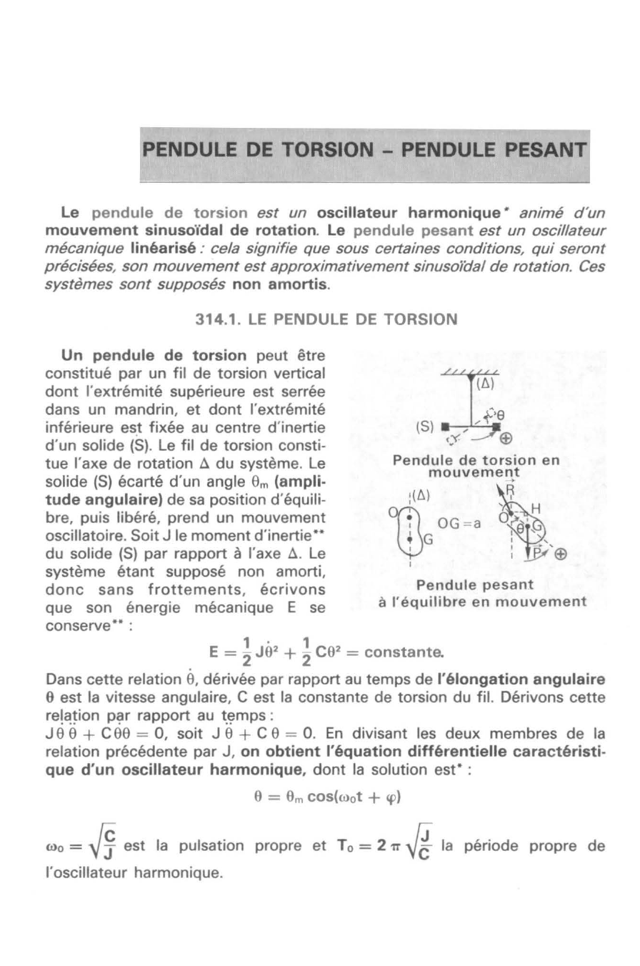 Prévisualisation du document PENDULE DE TORSION - PENDULE PESANT