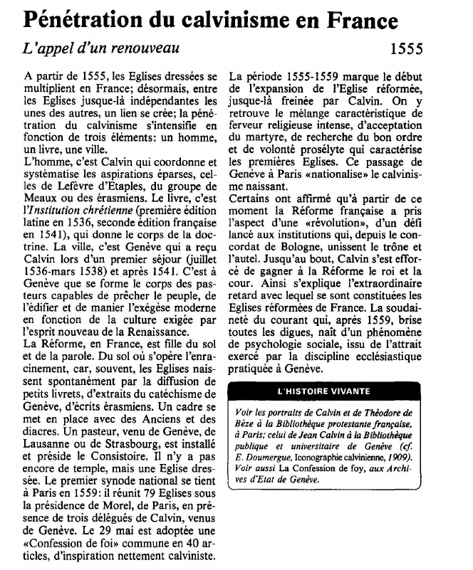 Prévisualisation du document Pénétration du calvinisme en FranceL'appel d'un renouveau.