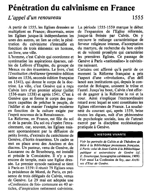 Prévisualisation du document Pénétration du calvinisme en FranceL'appel d'un renouveau.