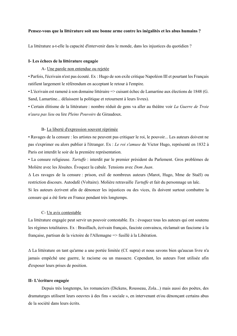 Prévisualisation du document Pensez-vous que la littérature soit une bonne arme contre les inégalités et les abus humains ?

La littérature a-t-elle la...
