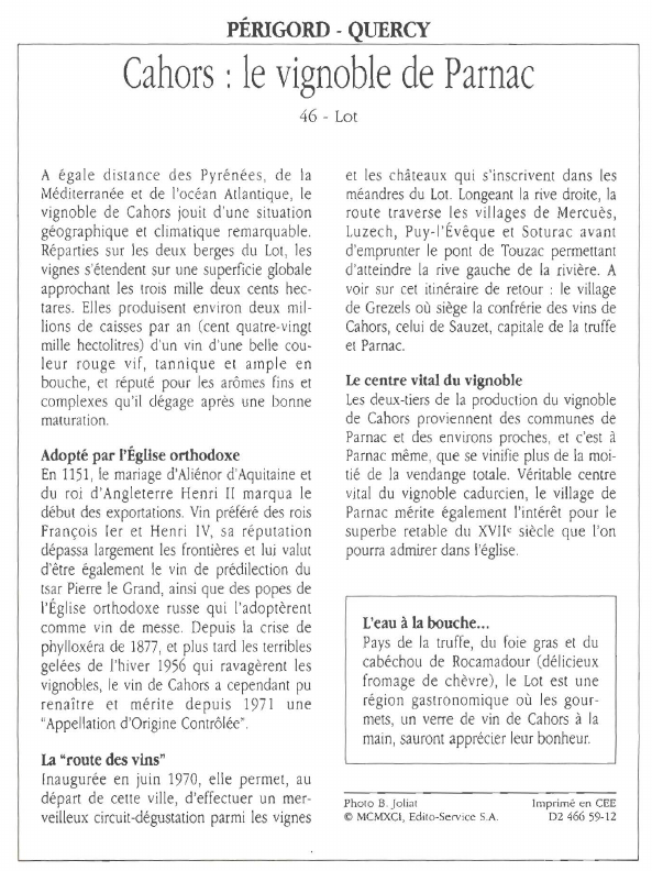 Prévisualisation du document PÉRIGORD -Cahors le vignoble de Parnac.
