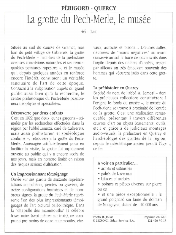 Prévisualisation du document PÉRIGORD - QUERCY 	La grotte du Pech-Merle, le musée.