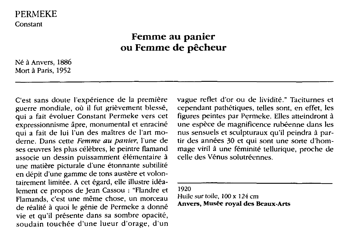Prévisualisation du document PERMEKE Constant : Femme au panier ou Femme de pêcheur