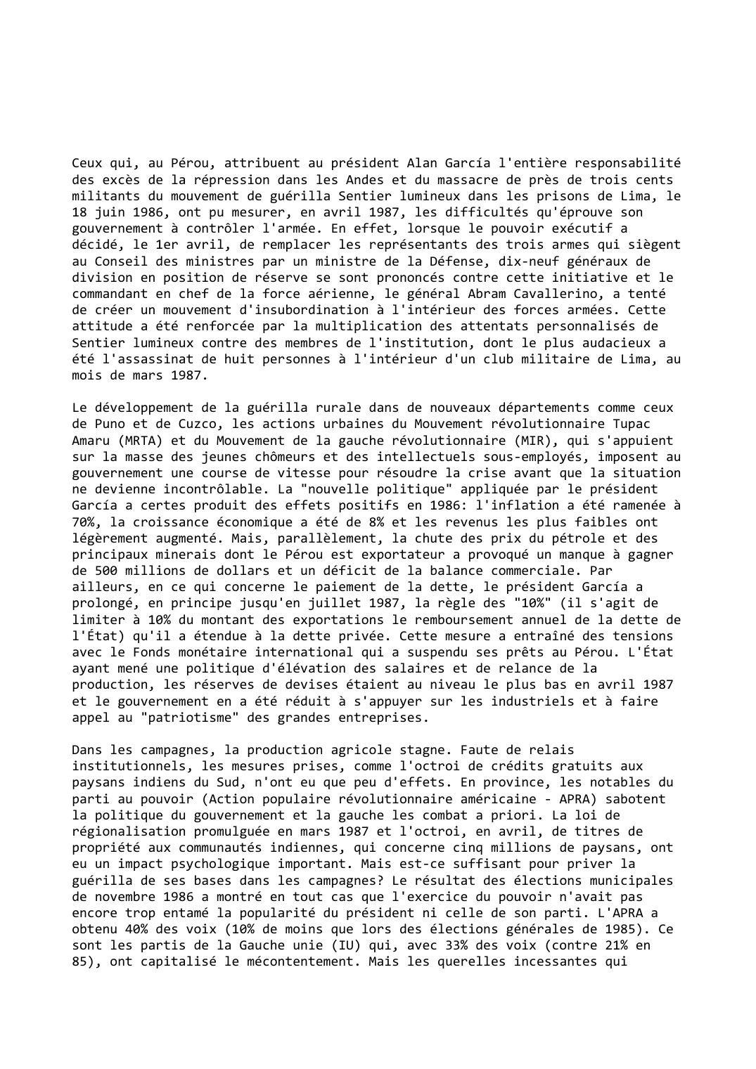 Prévisualisation du document Pérou (1986-1987)